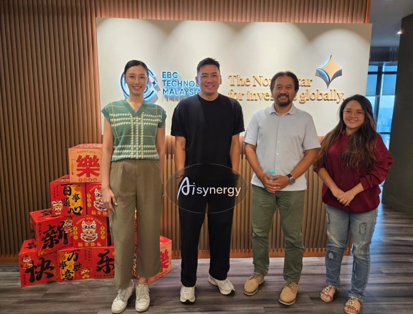 AISynergy team with a client organisation at their office